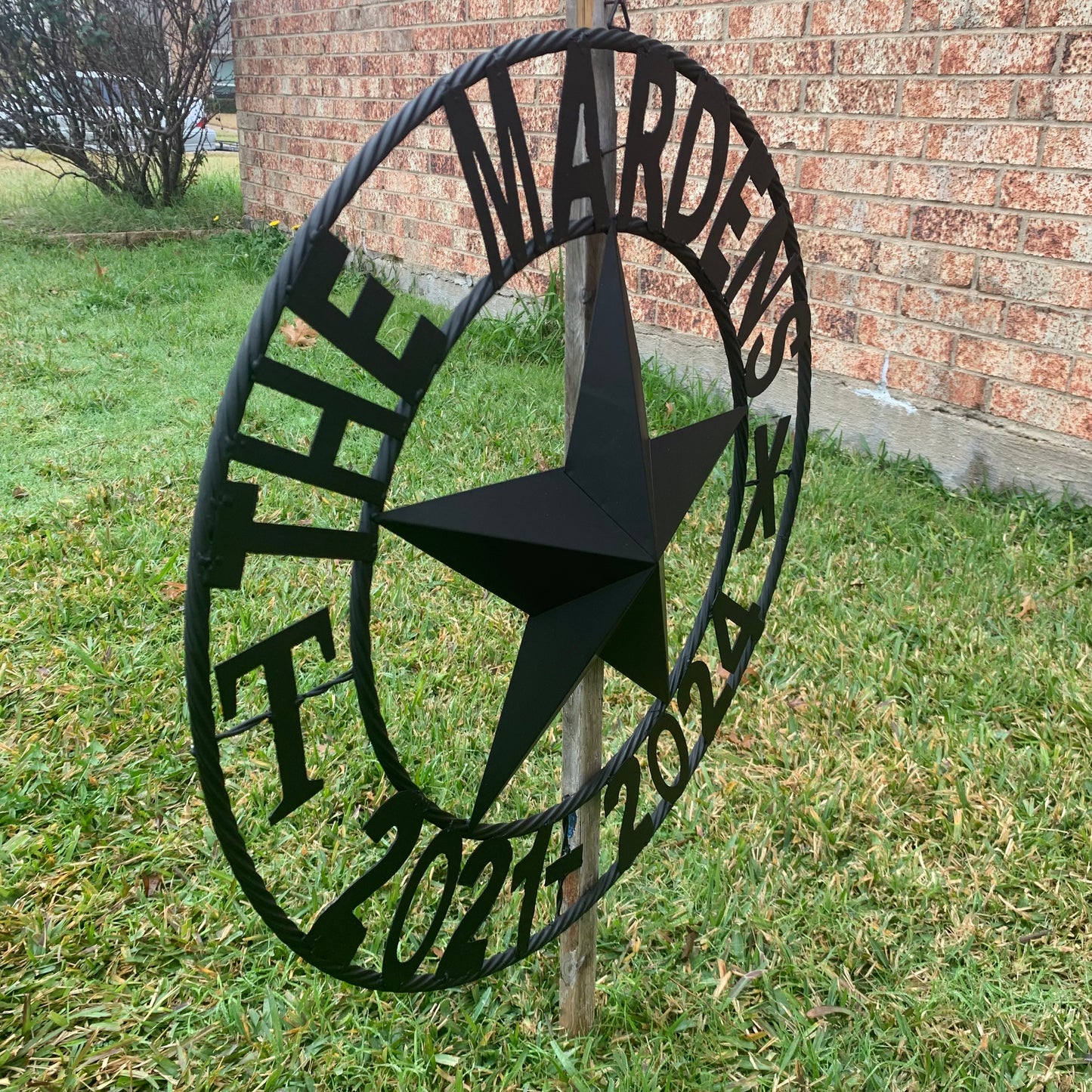 MARDENS STYLE CUSTOM NAME STAR BARN METAL STAR 3d TWISTED ROPE RING WESTERN HOME DECOR RUSTIC BLACK HANDMADE 24",32",36",50"