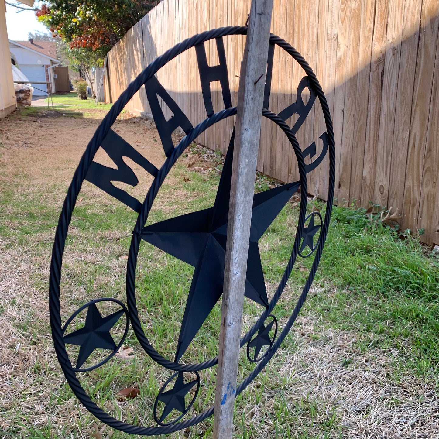 GRAHAM STYLE YOUR CUSTOM NAME STAR BARN STAR METAL LONE STAR WESTERN HOME DECOR RUSTIC BLACK HANDMADE 24",32",36",50"