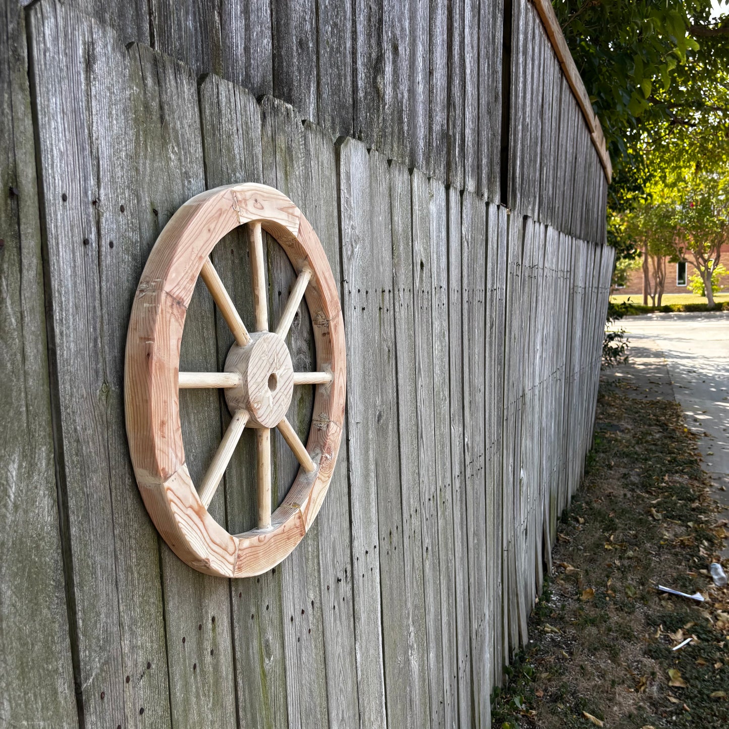 DECORATIVE WAGON WHEEL WOOD WALL ART WESTERN HOME DECOR HANDMADE TEXAS USA