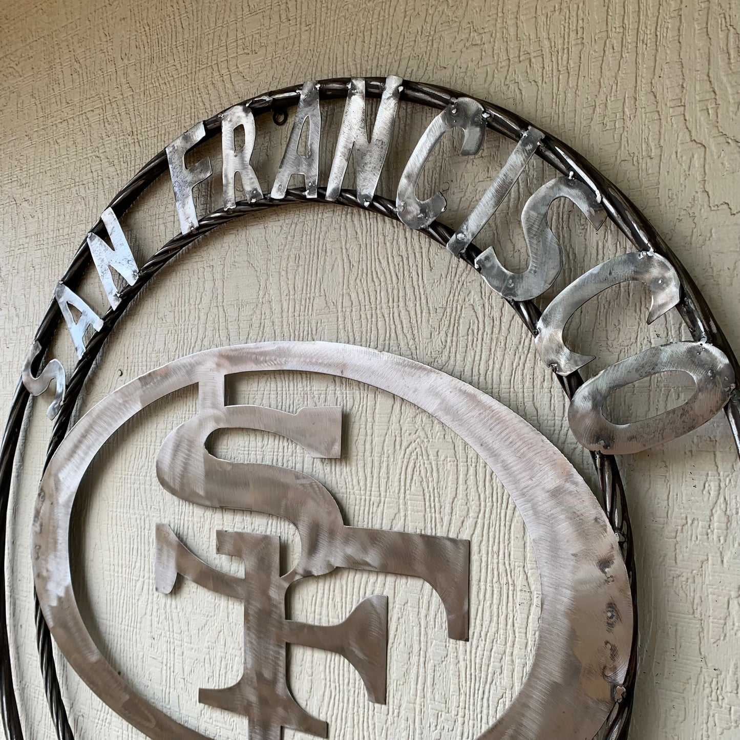 36" SAN FRANCISCO 49ERS CUSTOM RAW METAL VINTAGE CRAFT TEAM SIGN HAND MADE IN USA