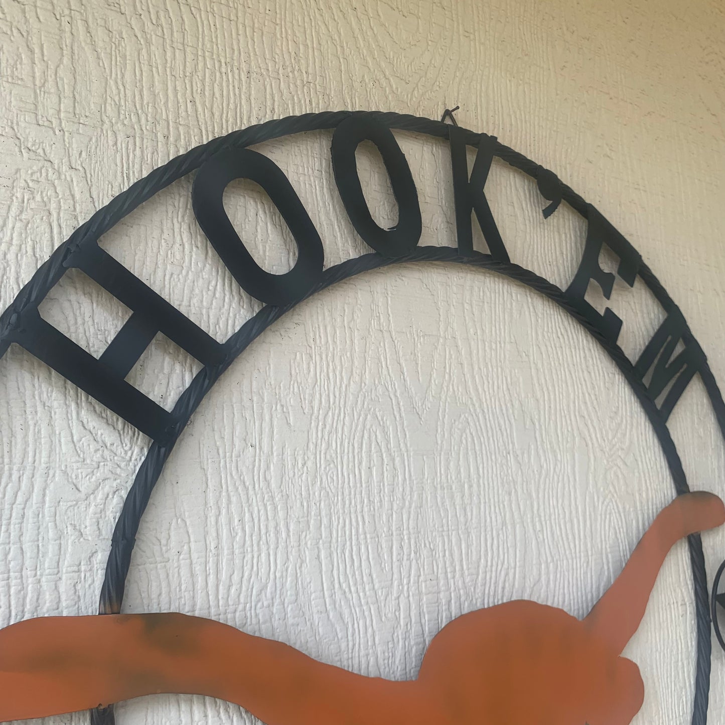 HOOKEM HORNS WITH LONE STAR TEXAS LONGHORNS HOOK EM METAL CUSTOM VINTAGE CRAFT WALL ART TEAM SIGN HANDMADE