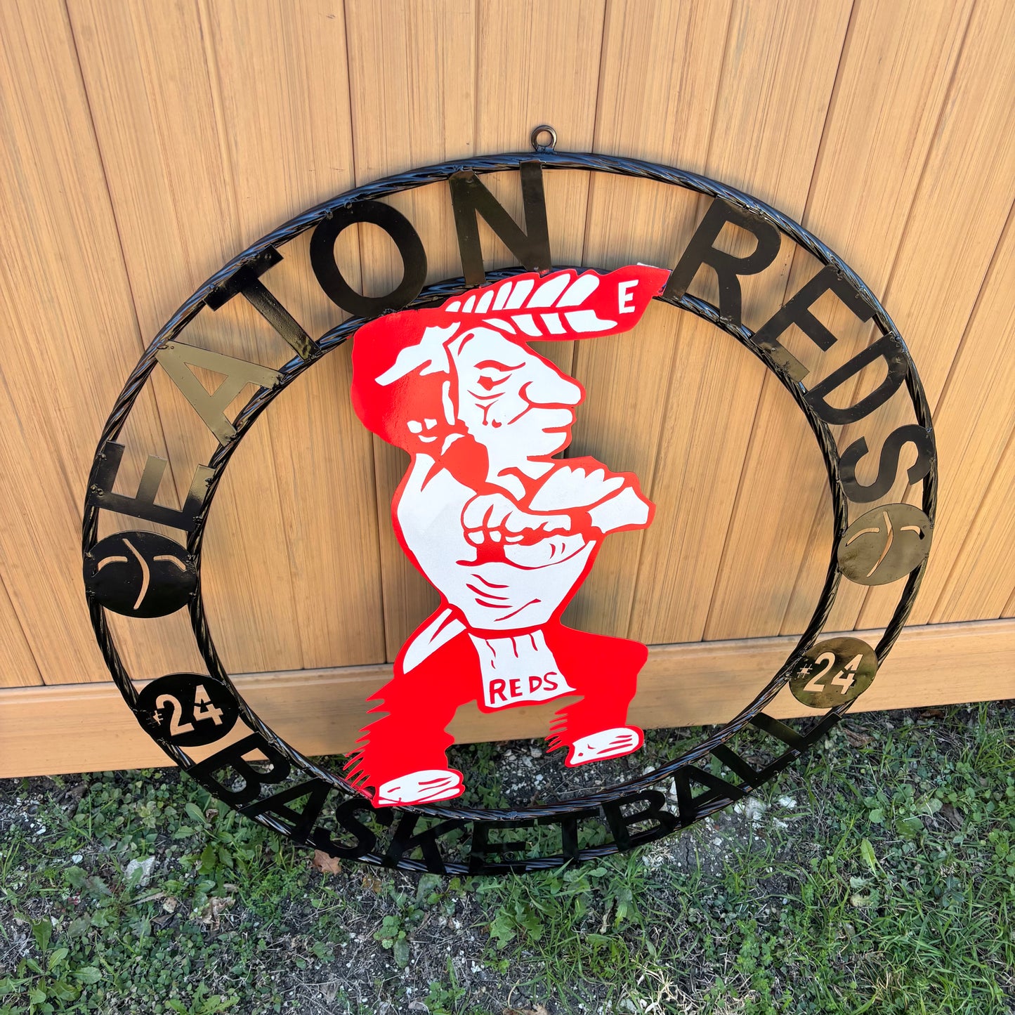 EATON REDS CUSTOM METAL VINTAGE CRAFT SIGN TEAM RED WHITE HANDMADE TO ORDER