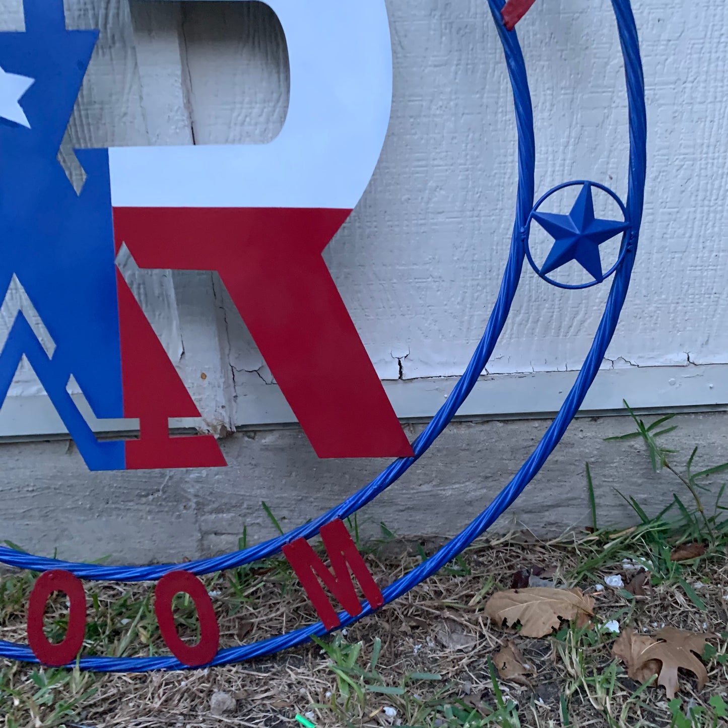 #EH11299 CUSTOM NAME XR ROOFING STYLE SIGN RED,WHITE & BLUE TEXAS FLAG LOGO HANDMADE