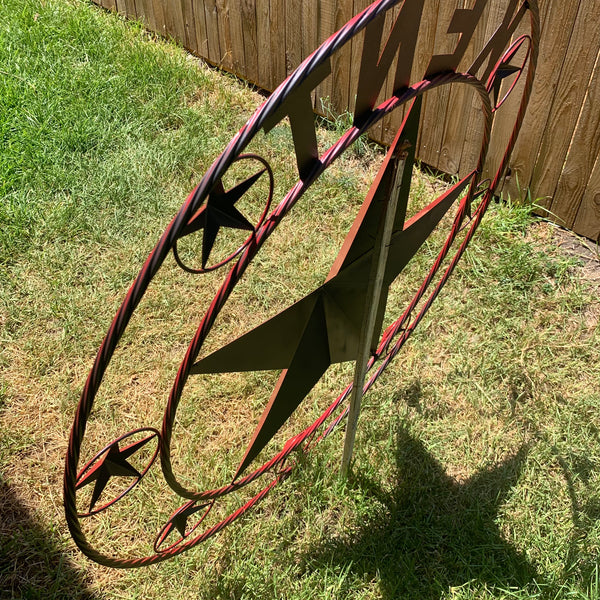 KENT STYLE YOUR CUSTOM STAR METAL NAME RUSTIC BURGUNDY RED CUSTOM 3d STAR METAL NAME BARN STAR TWISTED ROPE RING DESIGN METAL WALL ART HOME DECOR ANY SIZE