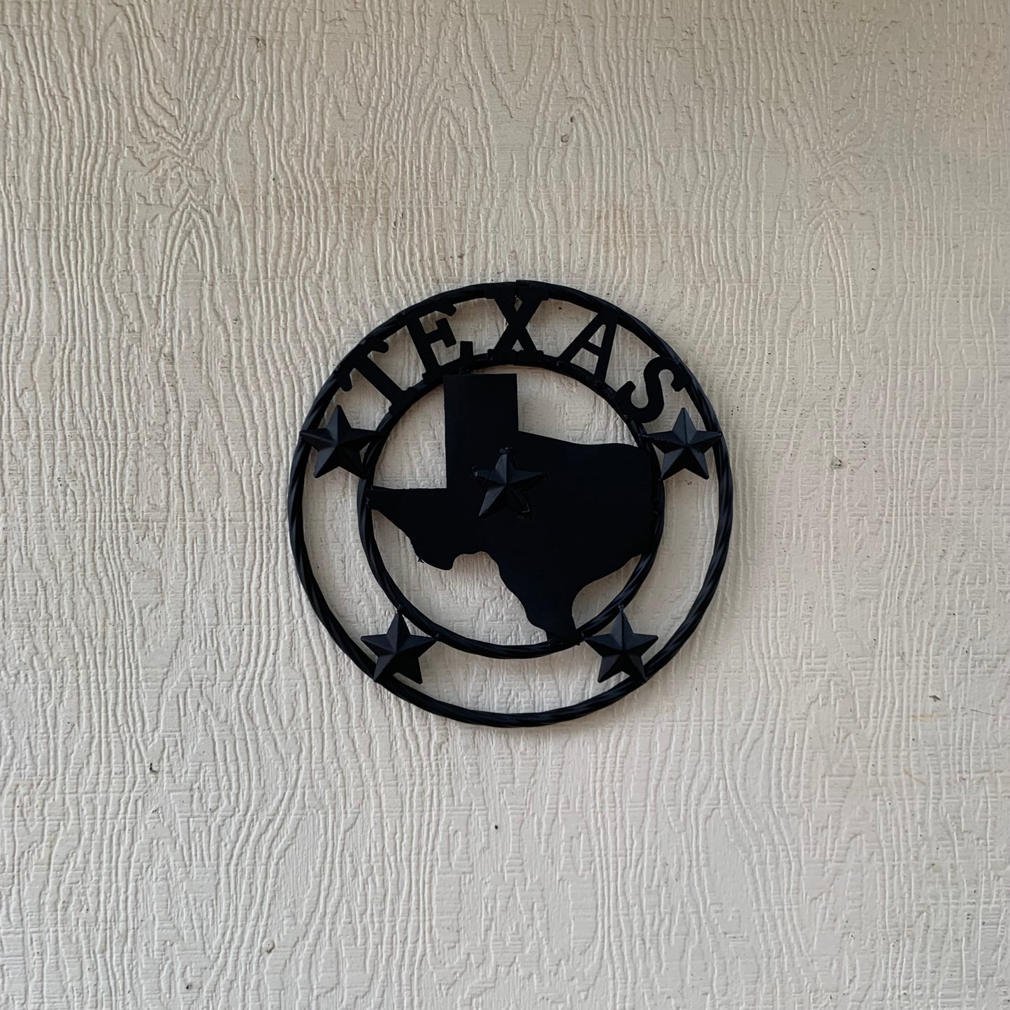12" STATE OF TEXAS MAP RUSTIC BLACK TWISTED RING METAL SIGN WESTERN HOME DECOR HANDMADE NEW