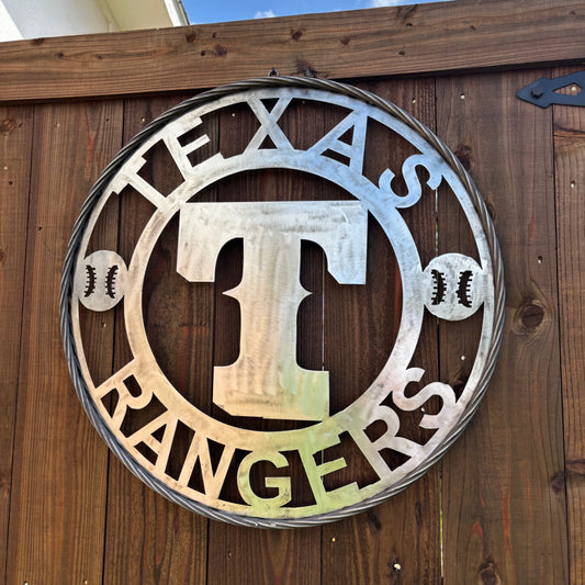 TEXAS RANGERS CUSTOM RAW METAL VINTAGE CRAFT TEAM SIGN TWISTED ROPE RING HANDMADE