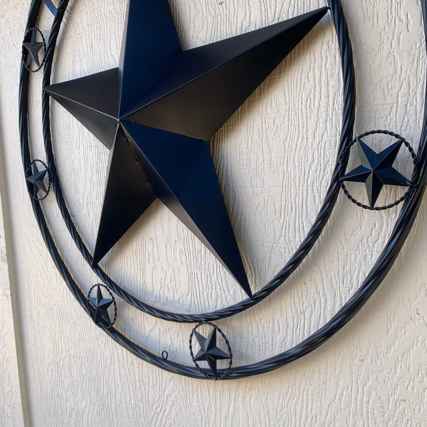 HOBBY STYLE CUSTOM NAME STAR BARN METAL STAR 3d TWISTED ROPE RING WESTERN HOME DECOR RUSTIC NAVY BLUE HANDMADE 24",32",36",50"