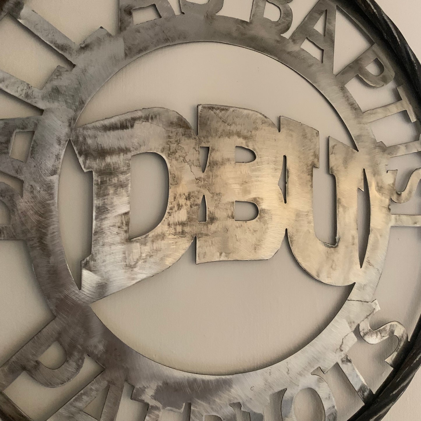 DBU DALLAS BAPTIST PATRIOTS CUSTOM RAW METAL NO PAINT VINTAGE METAL CRAFT SIGN TEAM WESTERN HOME DECOR HANDMADE