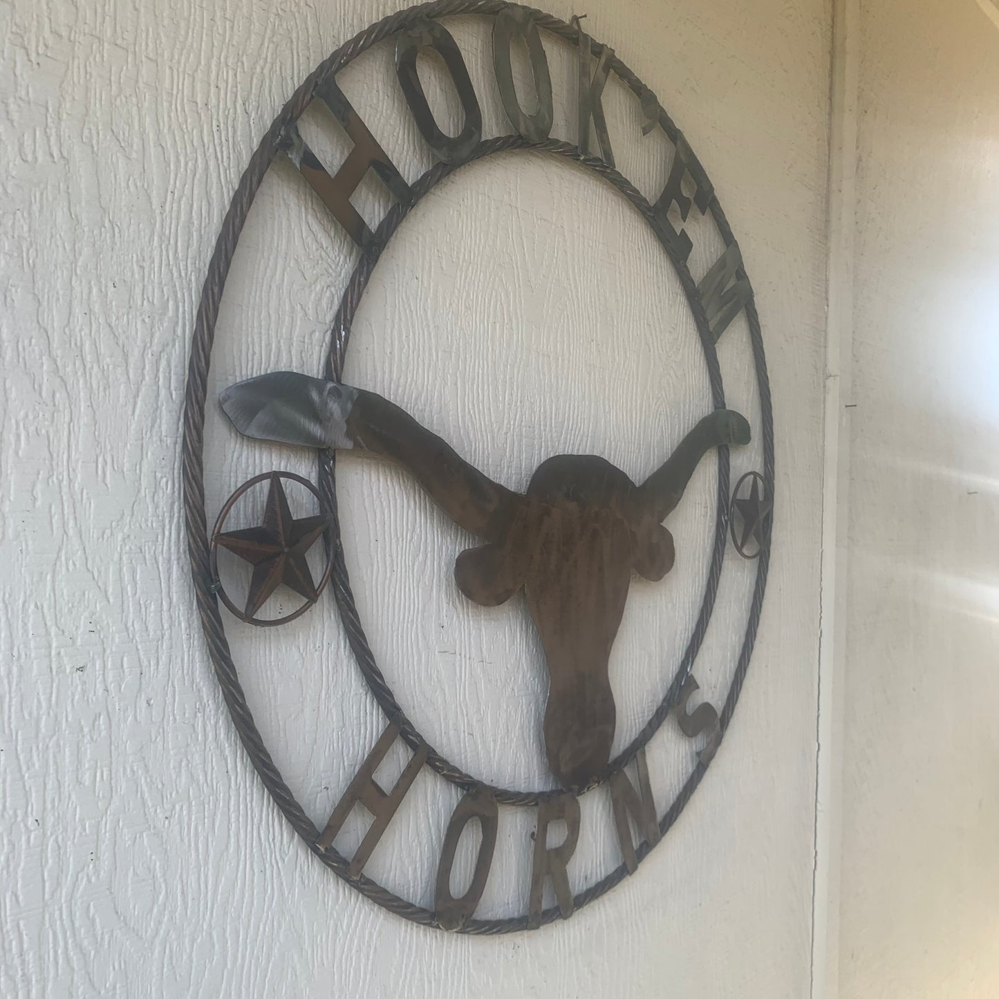 HOOKEM HORNS & LONE STAR TEXAS LONGHORNS HOOK EM RAW METAL UNPAINTED CUSTOM VINTAGE CRAFT WALL ART TEAM SIGN HANDMADE