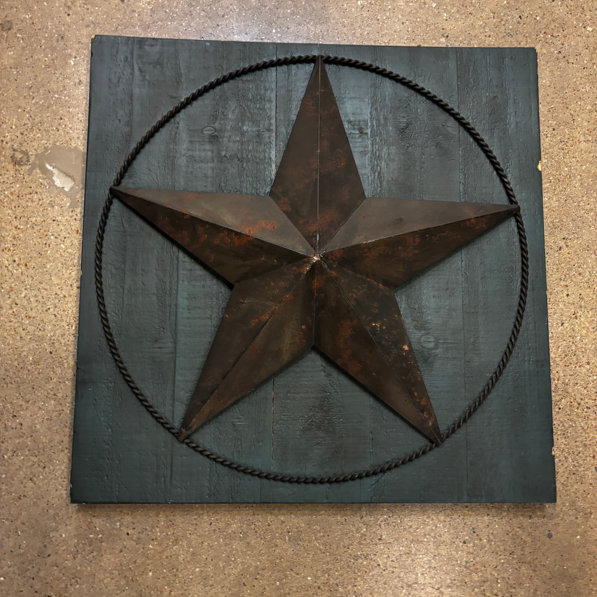 METAL STAR ON WOOD PANEL WESTERN HOME DECOR HANDMADE