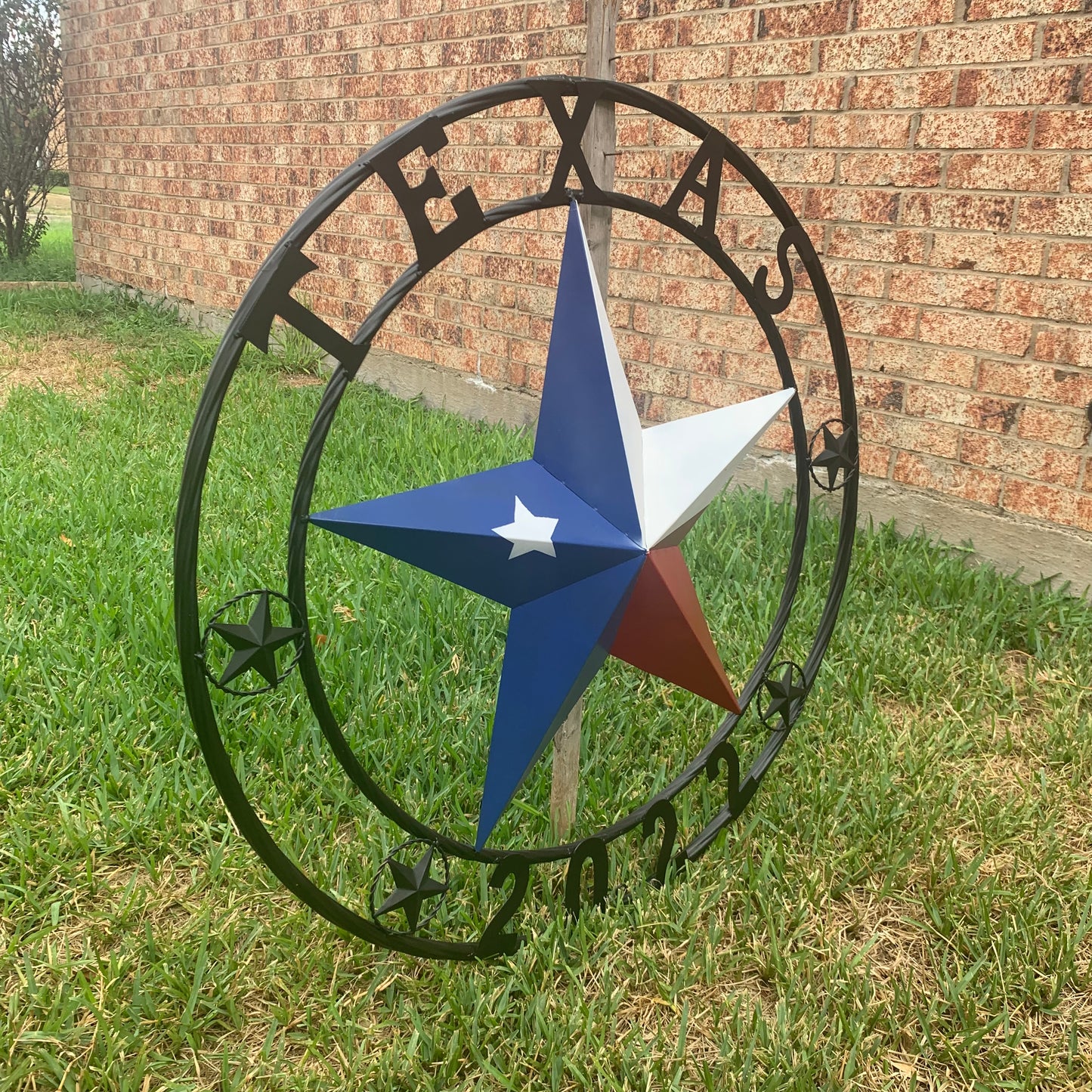 TEXAS 2022 STYLE CUSTOM NAME BARN STAR METAL LONESTAR 3d TWISTED BLACK ROPE RING WESTERN HOME DECOR   HANDMADE 24",32",36"
