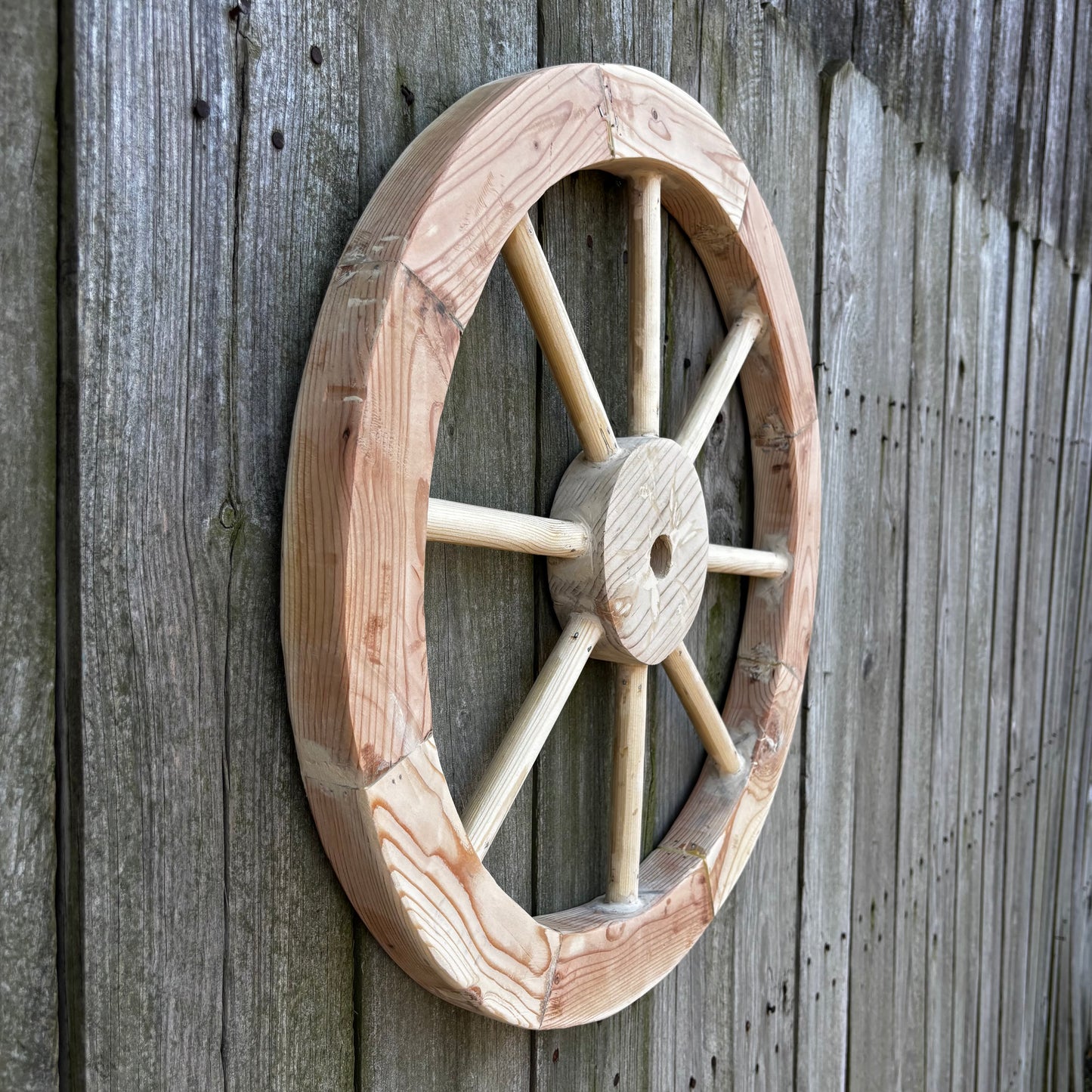 DECORATIVE WAGON WHEEL WOOD WALL ART WESTERN HOME DECOR HANDMADE TEXAS USA