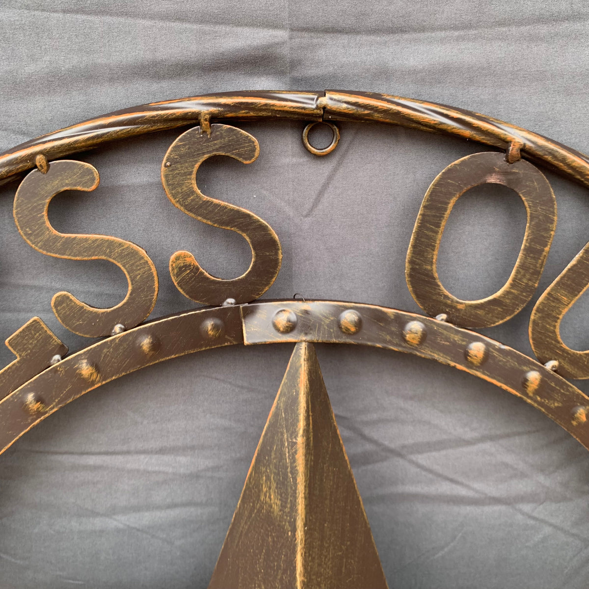 24" GOD BLESS OUR HOME BEADED STAR COLIBROX METAL TWISTED ROPE RING LONE STAR WALL ART WESTERN HOME DECOR RUSTIC DARK BRONZE COPPER HANDMADE NEW
