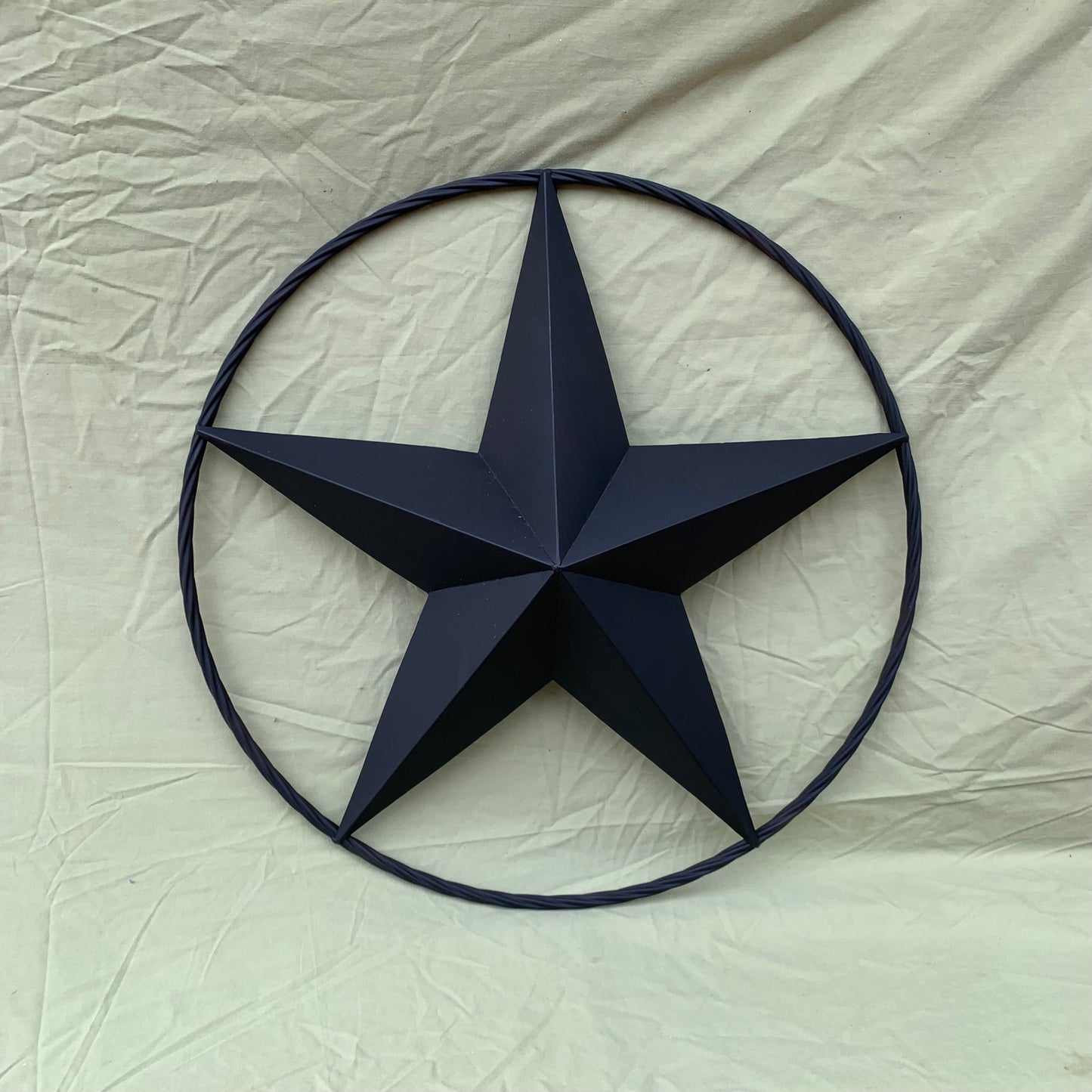 RUSTIC BLACK BARN STAR 3d TWISTED ROPE RING WESTERN HOME DECOR HANDMADE NEW 3" TO 72"-#EH10608
