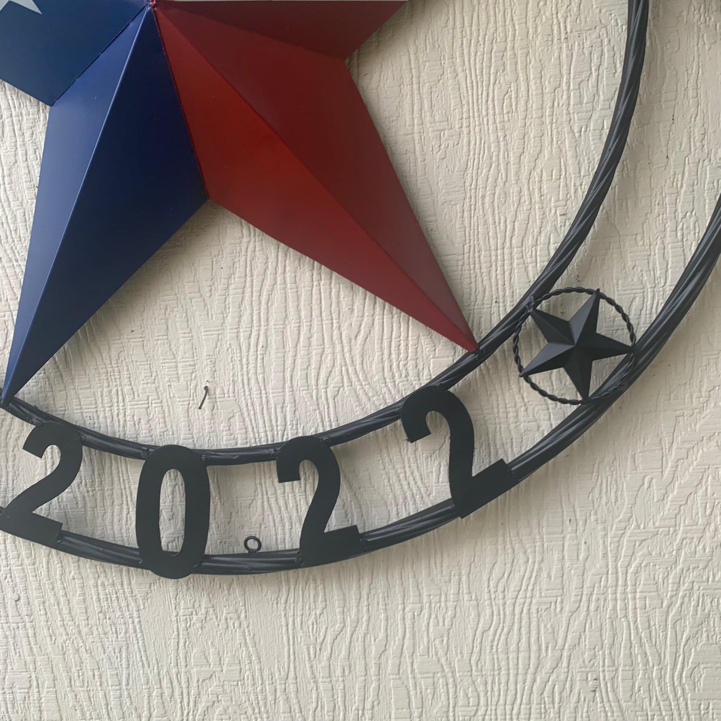 TEXAS 2022 STYLE CUSTOM NAME BARN STAR METAL LONESTAR 3d TWISTED BLACK ROPE RING WESTERN HOME DECOR   HANDMADE 24",32",36"