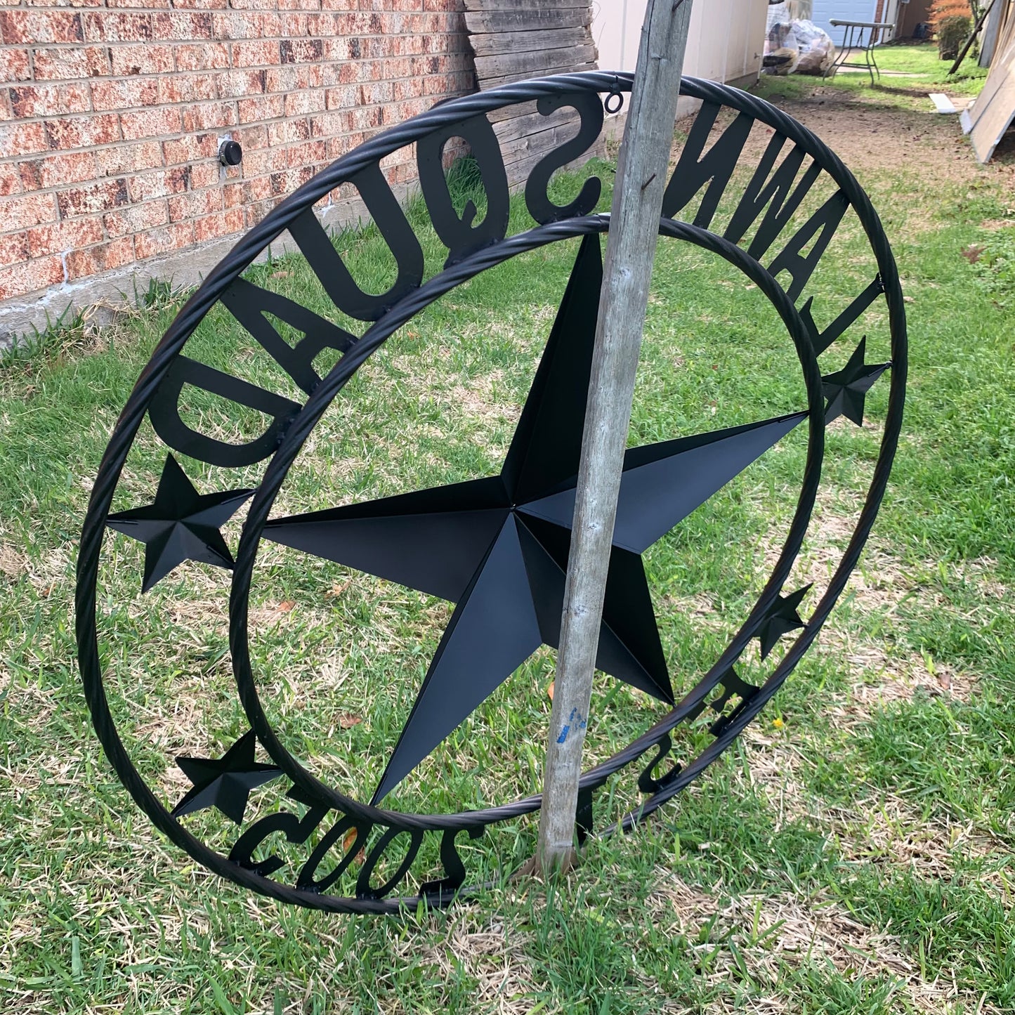 LAWN SQUAD STYLE CUSTOM BARN STAR NAME YOUR CUSTOM NAME STAR METAL NAME BARN STAR WITH TWISTED ROPE RING DESIGN METAL WALL 3d STAR ART WESTERN HOME DECOR RUSTIC BRONZE NEW