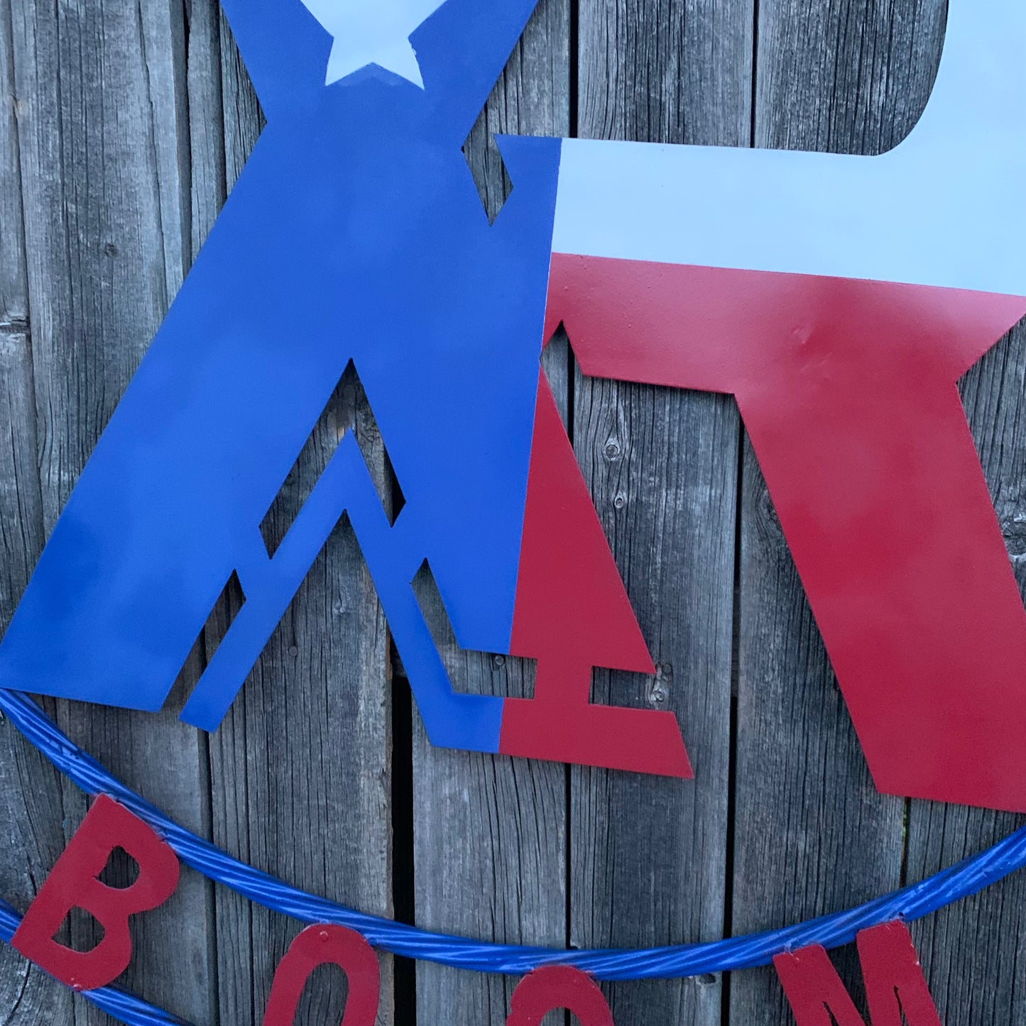 #EH11299 CUSTOM NAME XR ROOFING STYLE SIGN RED,WHITE & BLUE TEXAS FLAG LOGO HANDMADE
