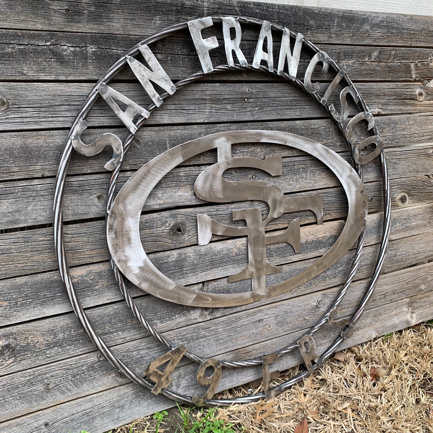36" SAN FRANCISCO 49ERS CUSTOM RAW METAL VINTAGE CRAFT TEAM SIGN HAND MADE IN USA