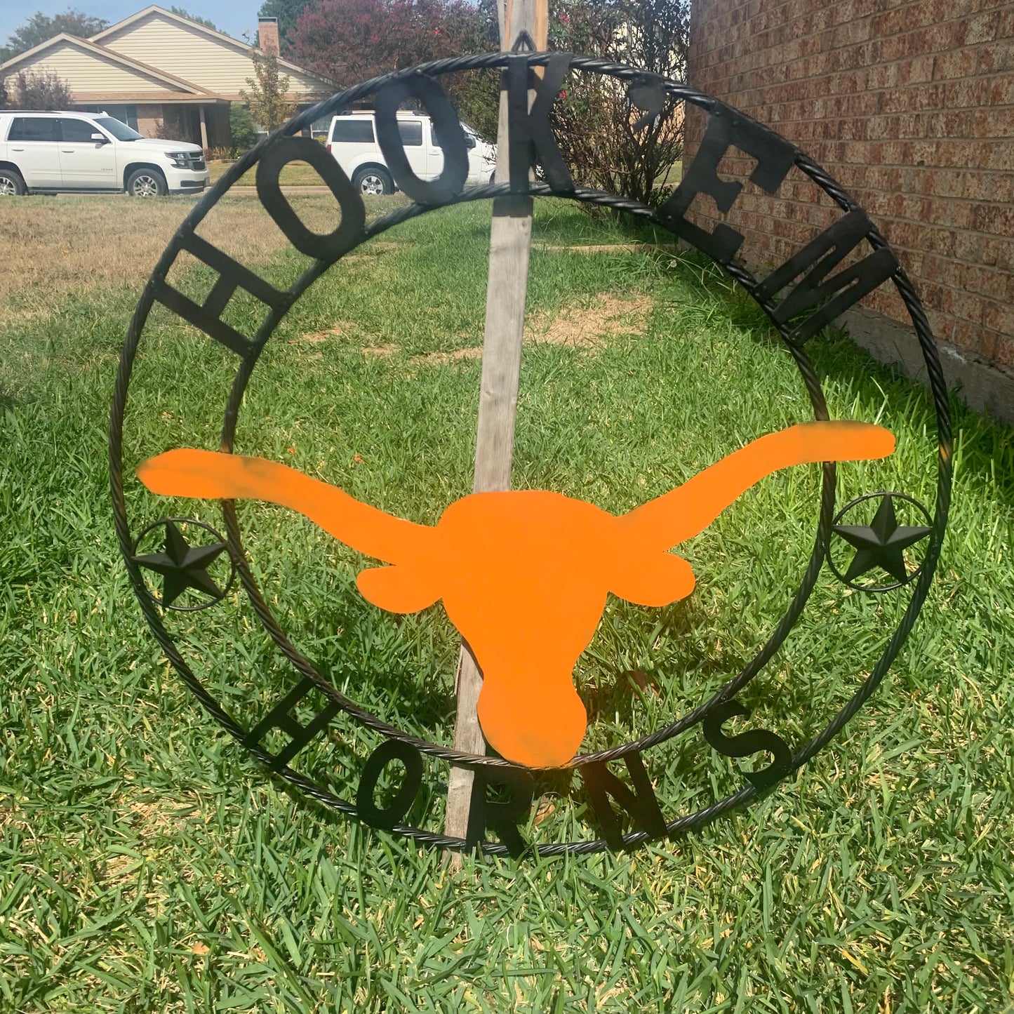 HOOKEM HORNS WITH LONE STAR TEXAS LONGHORNS HOOK EM METAL CUSTOM VINTAGE CRAFT WALL ART TEAM SIGN HANDMADE