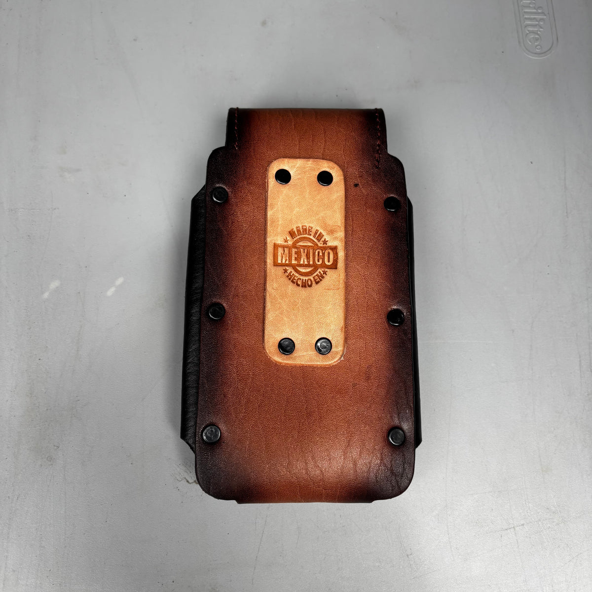 ROOSTER LEATHER HOLSTER 7" PHONE POUCH WITH KNIFE HOLDER FRONT EXTRA LARGE  BELT LOOP CELL PHONE CASE UNIVERSAL OVERSIZE MADE IN MEXICO #EH13860