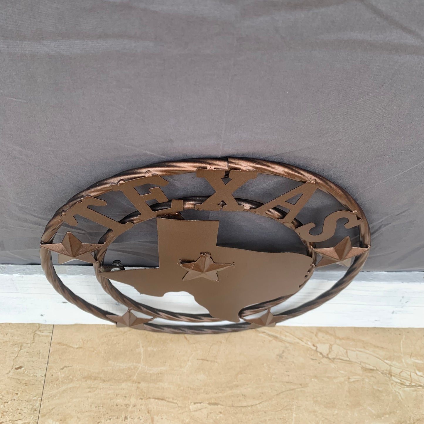 12" STATE OF TEXAS MAP RUSTIC BRONZE TWISTED RING METAL SIGN WESTERN HOME DECOR HANDMADE NEW