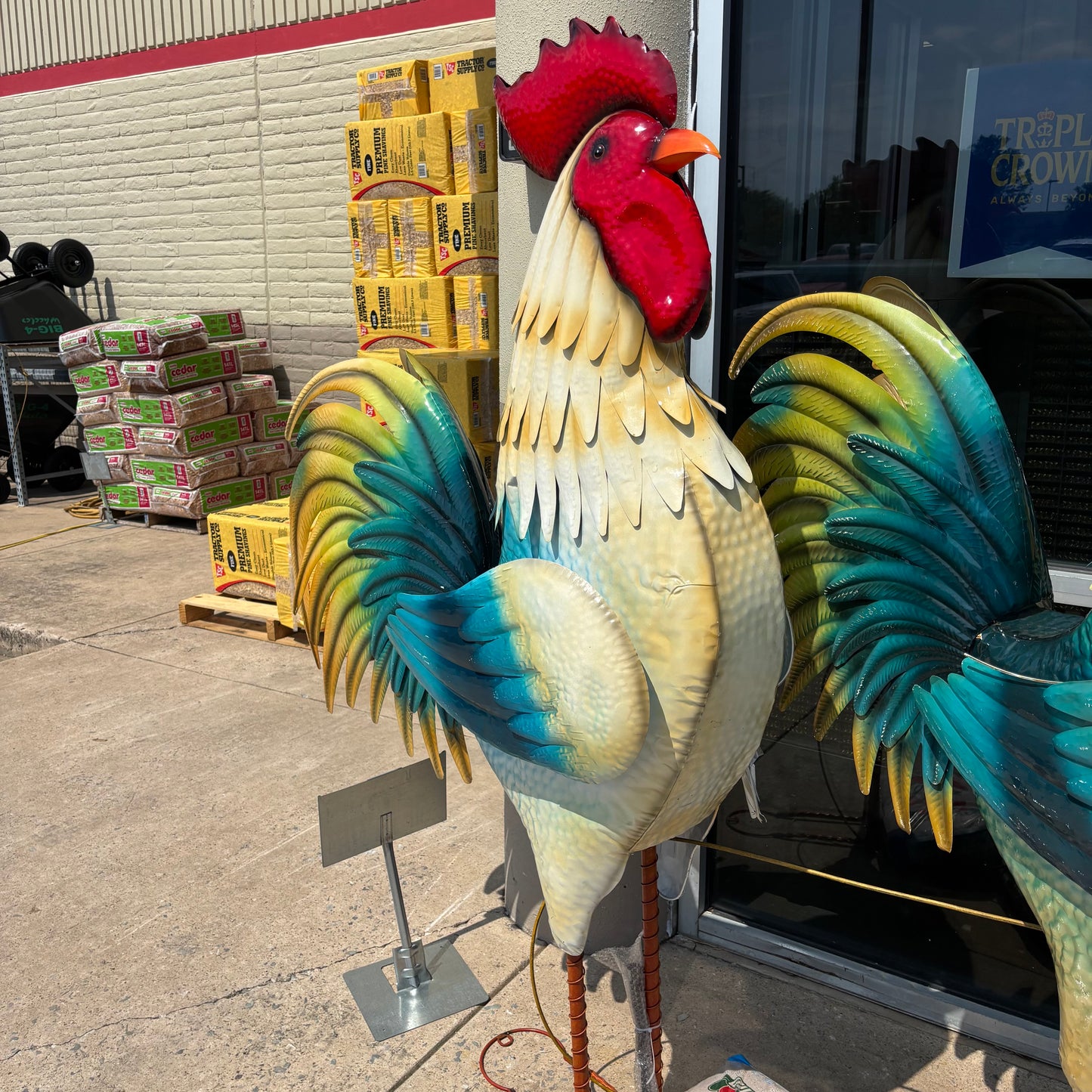 RUSTIC ROOSTER CHICKEN GARDEN ANIMAL SCULPTURE METAL DECOR HANDMADE