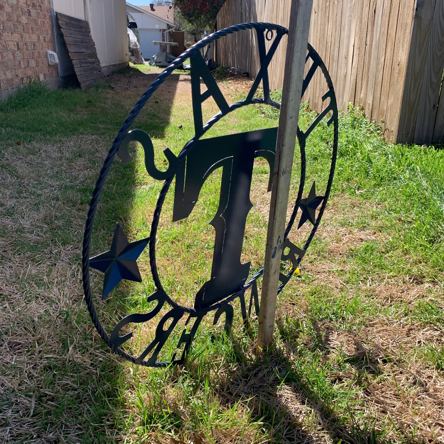 12", 18", 24", 32" TEXAS RANGERS BARN CUSTOM METAL VINTAGE CRAFT SIGN TEAM  WHITE & RED & NAVY BLUE RING & STAR HANDMADE