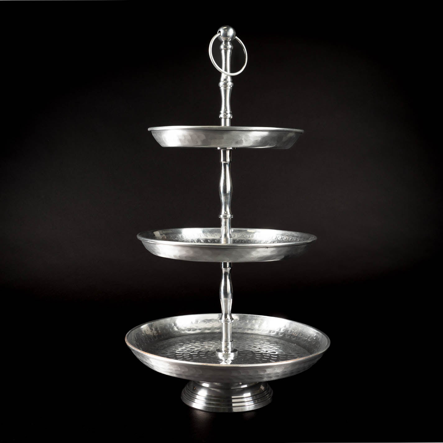 #IH_20265 ALUMINUM HAMMERED 3-TIER STAND 21" WESTERN HOME DECOR HANDMADE BRAND NEW