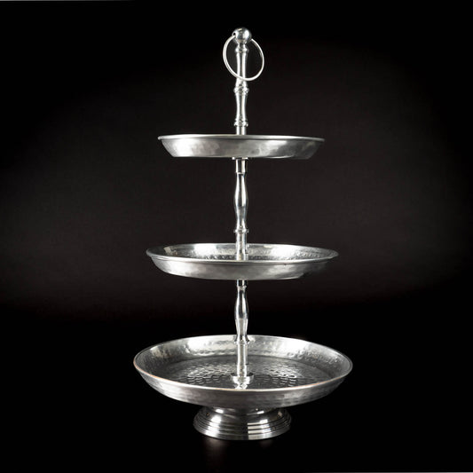 #IH_20265 ALUMINUM HAMMERED 3-TIER STAND 21" WESTERN HOME DECOR HANDMADE BRAND NEW