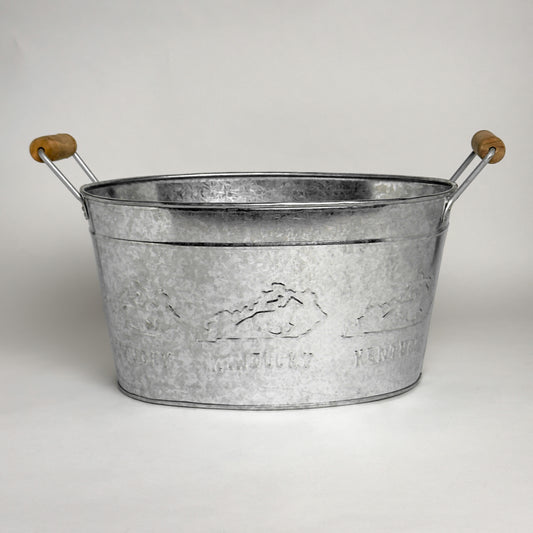 12" GALV. KENTUCKY TUB BUCKET WESTERN HOME DECOR NEW #EH12505