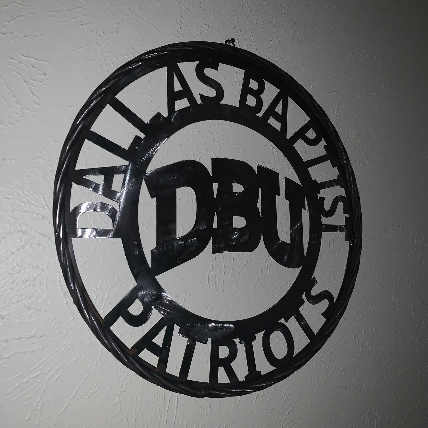 DBU DALLAS BAPTIST PATRIOTS CUSTOM RAW METAL NO PAINT VINTAGE METAL CRAFT SIGN TEAM WESTERN HOME DECOR HANDMADE