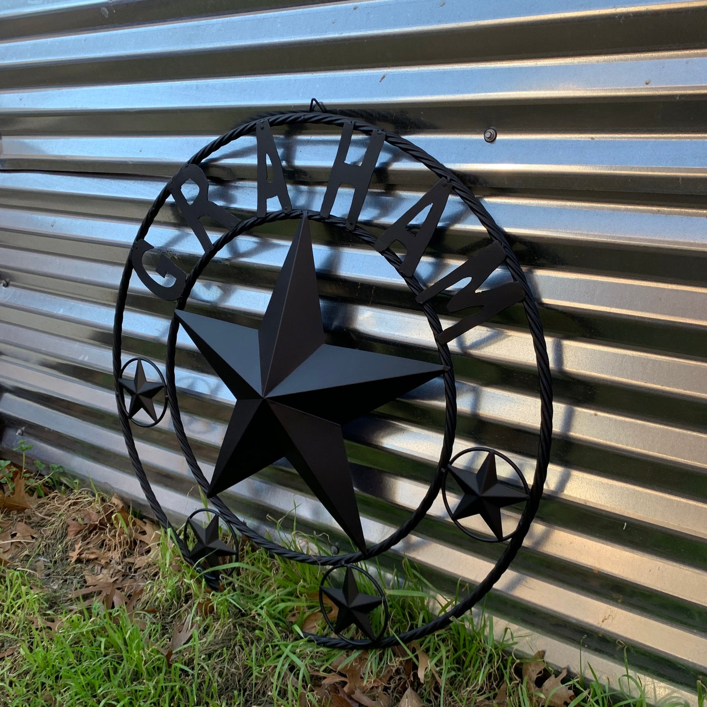 GRAHAM STYLE YOUR CUSTOM NAME STAR BARN STAR METAL LONE STAR WESTERN HOME DECOR RUSTIC BLACK HANDMADE 24",32",36",50"
