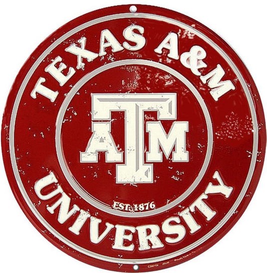 12" TEXAS A&M SPORTS SIGN EMBOSSED ALUMINIUM TIN METAL SIGN WESTERN HOME DECOR NEW ITEM# SRCTAM