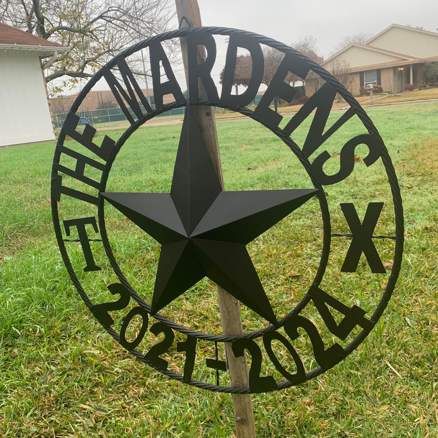 MARDENS STYLE CUSTOM NAME STAR BARN METAL STAR 3d TWISTED ROPE RING WESTERN HOME DECOR RUSTIC BLACK HANDMADE 24",32",36",50"