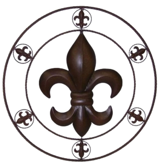 24" MULTI FDL FLEUR DE LIS METAL WALL ART WESTERN HOME DECOR VINTAGE RUSTIC BROWN HANDMADE #EH13243