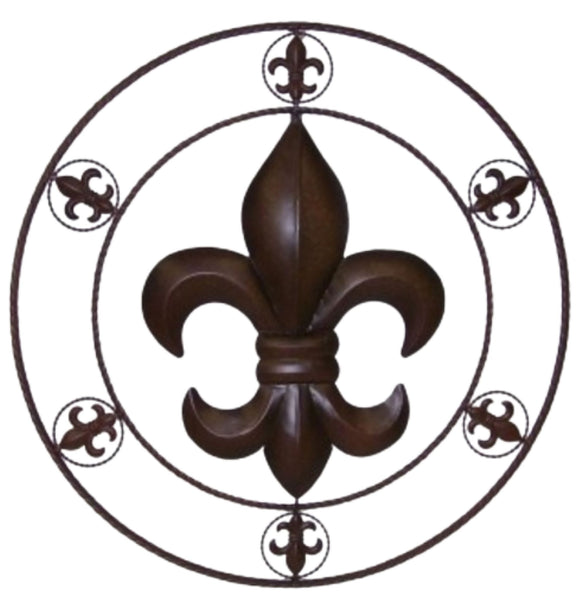 24" MULTI FDL FLEUR DE LIS METAL WALL ART WESTERN HOME DECOR VINTAGE RUSTIC BROWN HANDMADE #EH13243