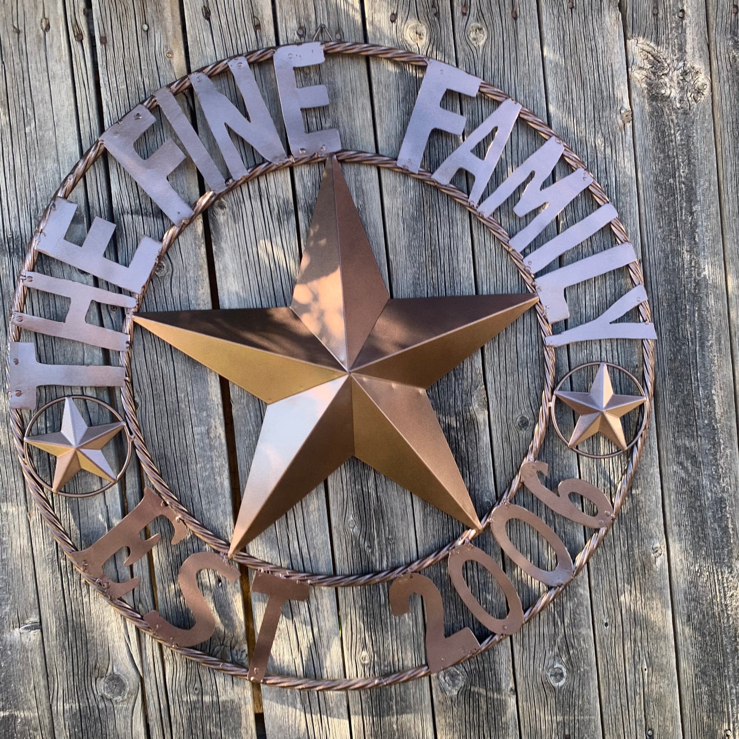 FINE FAMILY STYLE YOUR CUSTOM NAME STAR BARN STAR METAL LONE STAR WESTERN HOME DECOR RUSTIC BRONZE HANDMADE 24",32",36",50"