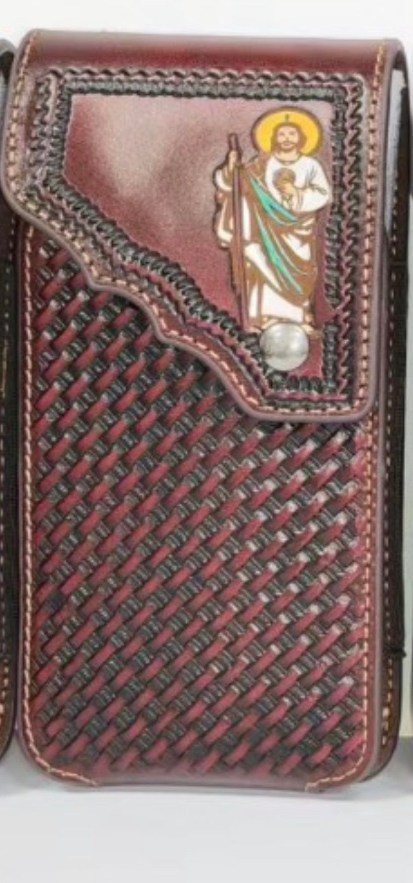 7" JESUS PHONE HOLSTER LEATHER LARGE BELT LOOP CASE UNIVERSAL HANDMADE