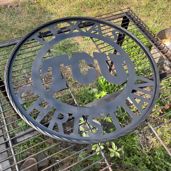TCU TEXAS CHRISTIAN CUSTOM BLACK METAL VINTAGE CRAFT TEAM SIGN HANDMADE