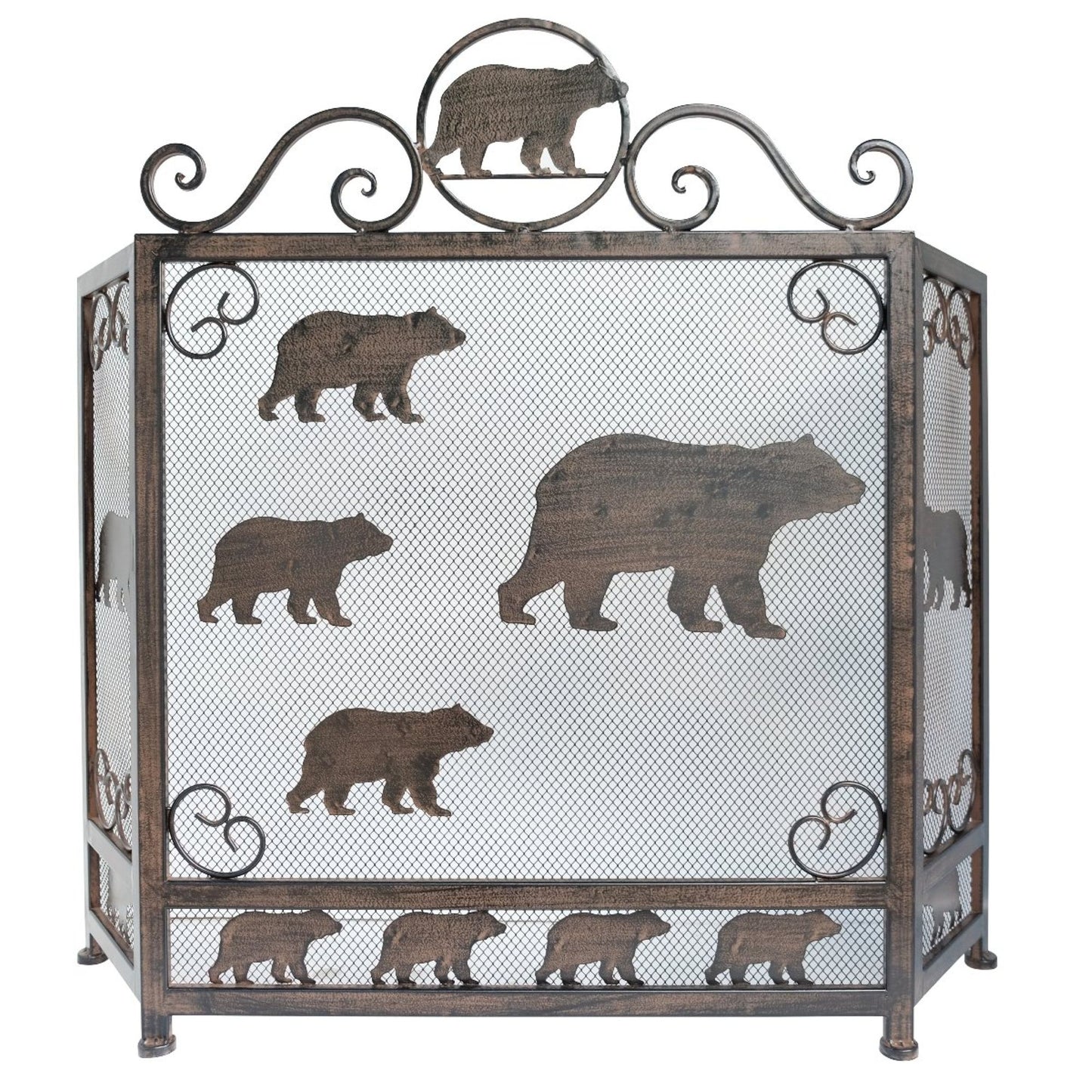 METAL HEAVY BEAR FIREPLACE SCREEN WESTERN HOME DECOR HANDMADE #DE22215, SIZE 43.5" X 34.5"