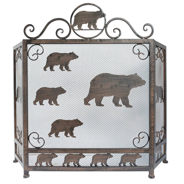 METAL HEAVY BEAR FIREPLACE SCREEN WESTERN HOME DECOR HANDMADE #DE22215, SIZE 43.5" X 34.5"