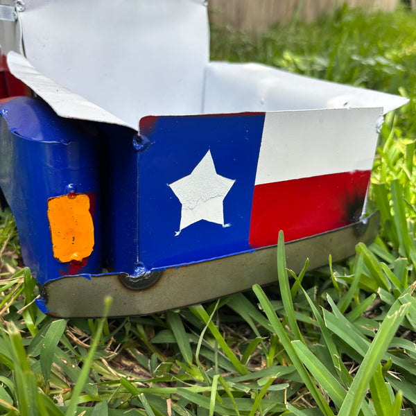 TEXAS FLAG TRUCK 20" PICKUP PATRIOTIC TRUCK RED WHITE BLUE METAL VINTAGE GARDEN ART FIGURINE WESTERN HOME DECOR HANDMADE #EH12866