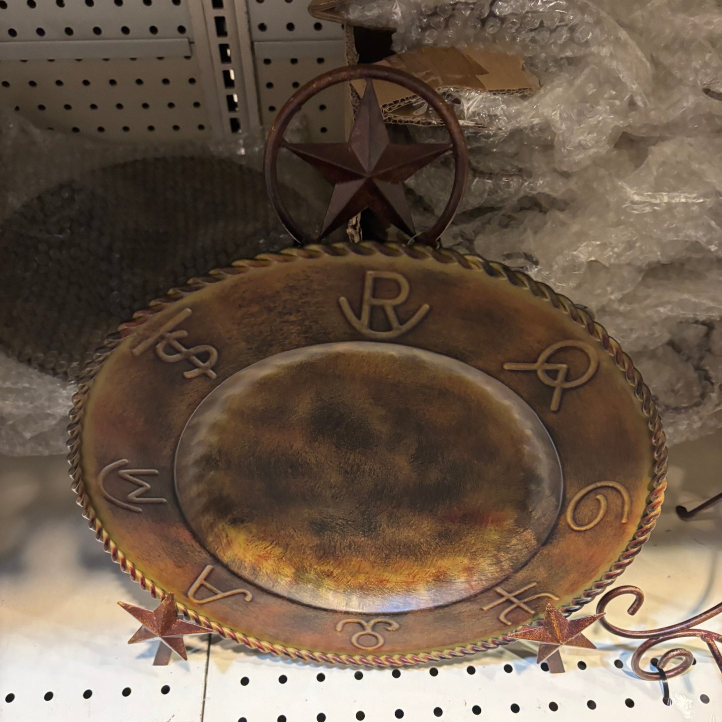 12" BRANDING CHARGER WESTERN HOME DECOR HANDMADE METAL CHARGER NEW #EH13197