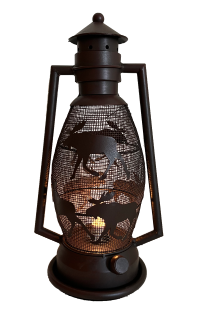 MOOSE METAL ART ELECTRIC LANTERN LAMP WESTERN HOME DECOR LIGHTING #EH12739