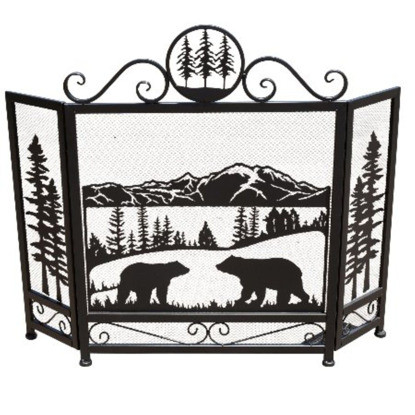 METAL HEAVY MEADOW BEAR FIREPLACE SCREEN WESTERN HOME DECOR HANDMADE #DE22493, SIZE 43.5" X 34.5"