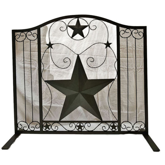 STAR METAL BLACK HEAVY STAR FIRE SCREEN WESTERN METAL ART HANDMADE #DE22533 SIZE 37.75" X 7.5" X 34"