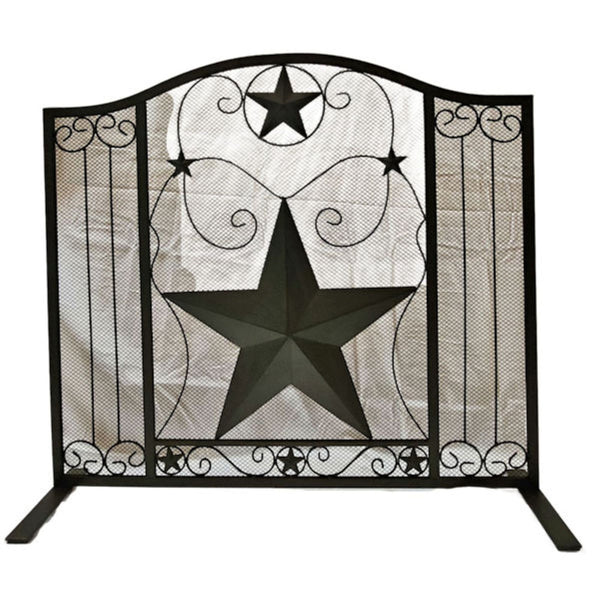 STAR METAL BLACK HEAVY STAR FIRE SCREEN WESTERN METAL ART HANDMADE #DE22533 SIZE 37.75" X 7.5" X 34"