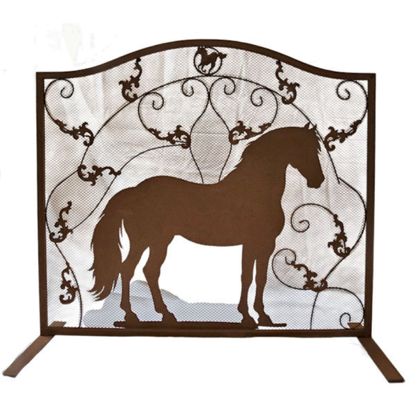HORSE METAL FIREPLACE SCREEN WESTERN HOME DECOR HANDMADE #DE22534, SIZE 37.75" X 9.5" X 34"