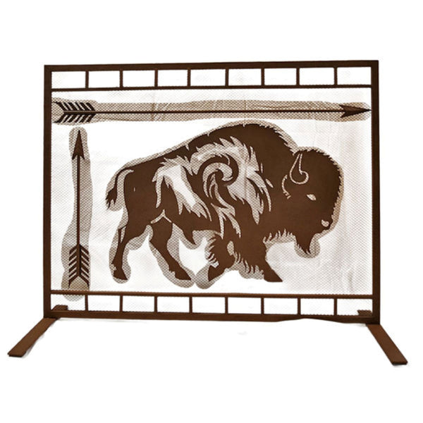 BUFFALO METAL FIREPLACE SCREEN WESTERN HOME DECOR HANDMADE #DE22535, SIZE 30" X 9.5" X 30.25"