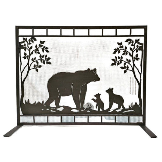 BEAR WITH 2 CUBS METAL FIREPLACE SCREEN WESTERN HOME DECOR HANDMADE #DE22537, SIZE 30" X 9.5" X 30.25"